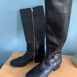 Michael Kors black leather riding boots